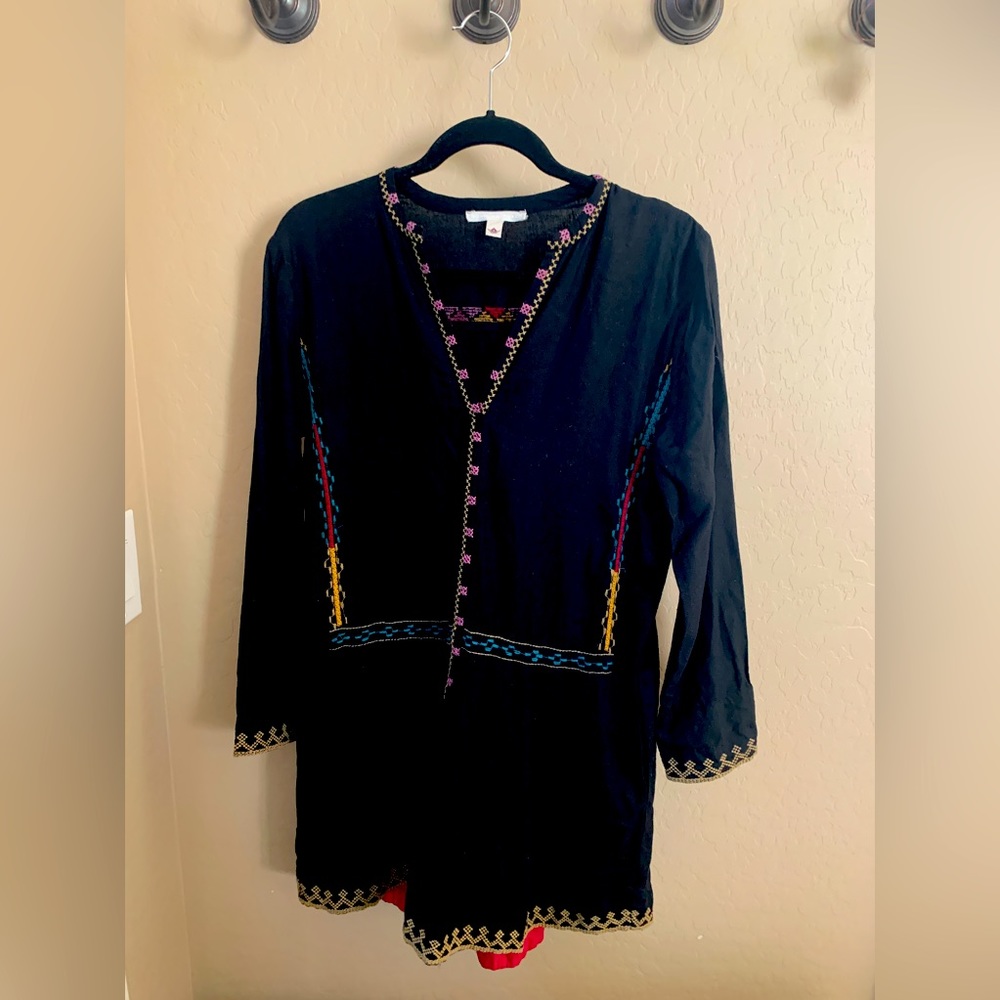 Burning Torch Dress. Long sleeve black with detail. Size XS